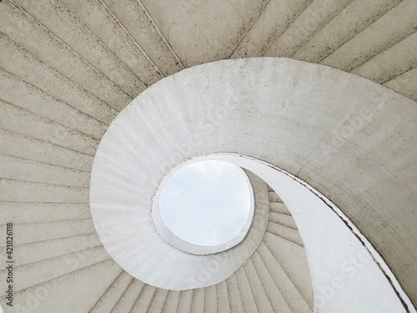 Obraz Brutalist spiral staircase with a view of the sky located in Warsaw, Poland