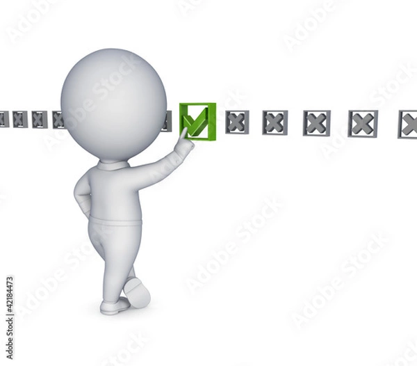 Obraz 3d small person choosing a tick mark.