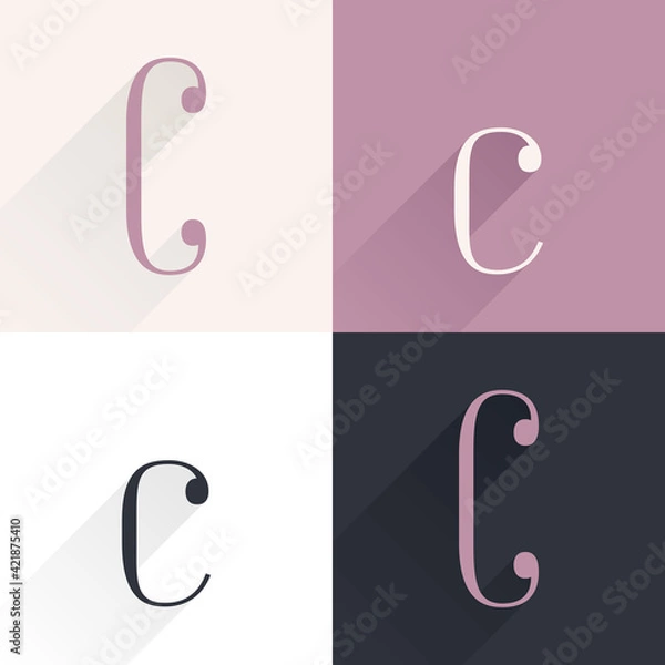 Fototapeta C letter condensed serif font set.