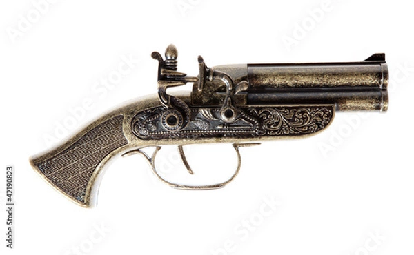 Obraz Model of the old gun on the white background, souvenir