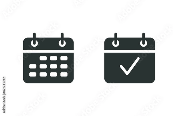 Obraz Calendar glyph icon. Simple solid style. Date, planner, pictogram, day, month, schedule, time event organizer symbol concept. Vector illustration isolated on white background. EPS 10.