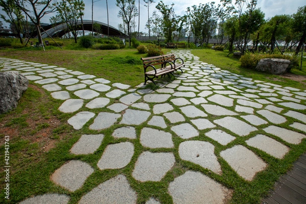 Fototapeta 광교호수공원에 있는 벤치