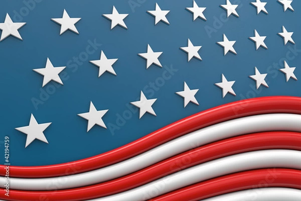 Fototapeta USA flag 3d render illustration