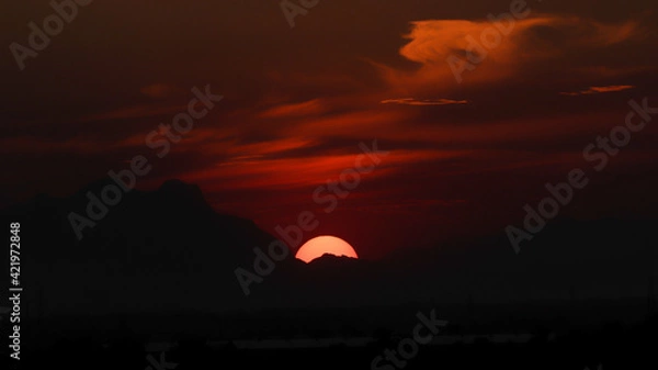 Obraz sunset over the mountains