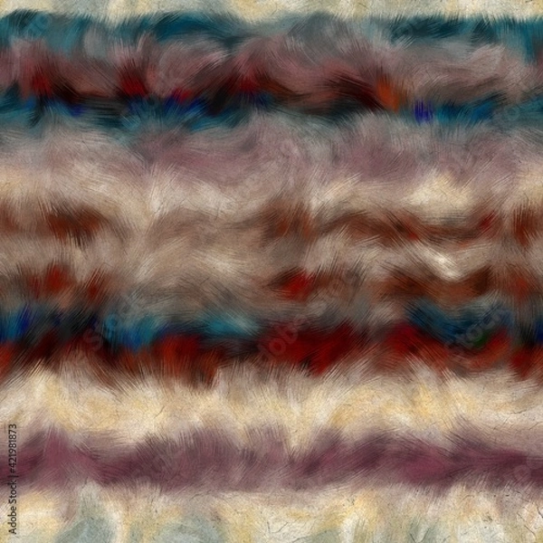 Fototapeta Seamless faux digital paint stroke striped pattern print. High quality illustration. Procedural painting with realistic brush strokes in bright trendy color. Abstract art for surface design and print.