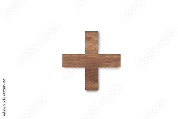 Obraz Single wooden texture plus isolated on white background. Clipping path for design