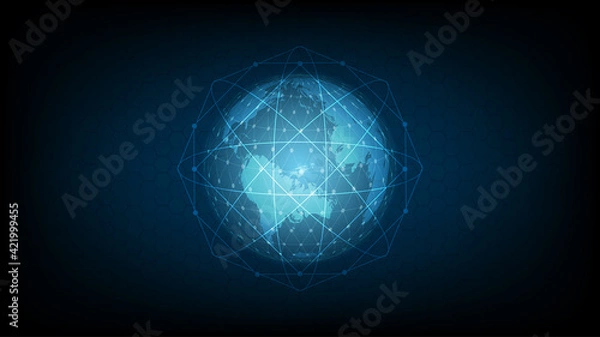 Fototapeta Digital data globe - Hi-tech communication concept. innovation background.