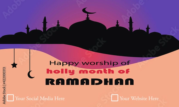 Fototapeta Happy background to perform the worship of the holy month of Ramadan