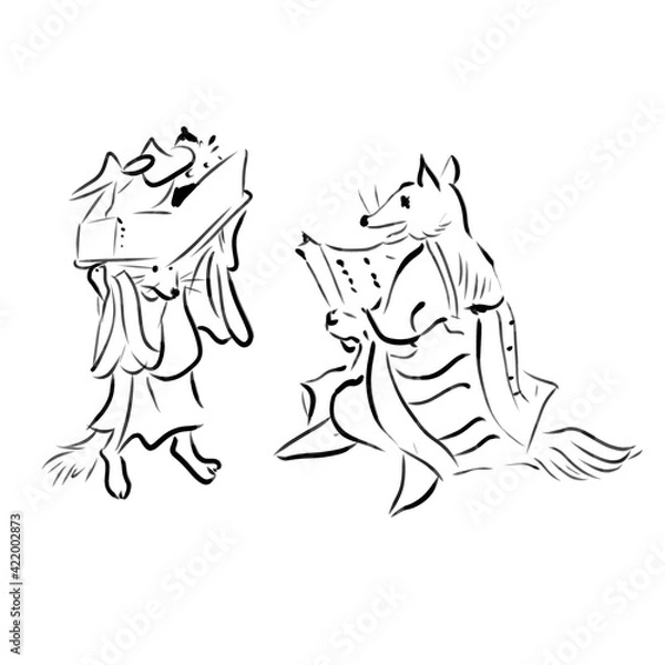 Obraz 鳥獣戯画　きつね
