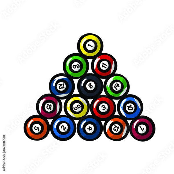 Fototapeta Billiard ball in drawing style isolated vector. Hand drawn object illustration for your presentation, teaching materials or others.