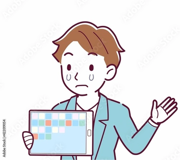 Fototapeta タブレットで説明する人