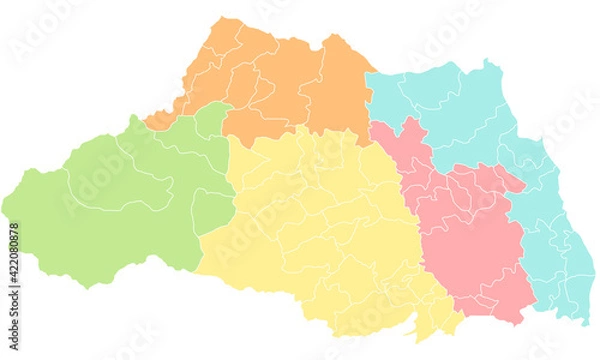 Obraz 地図_埼玉県境界線色分けあり 