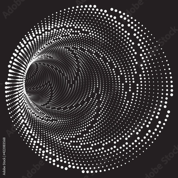 Fototapeta Tunnel or wormhole. Digital wireframe tunnel. 3D tunnel grid