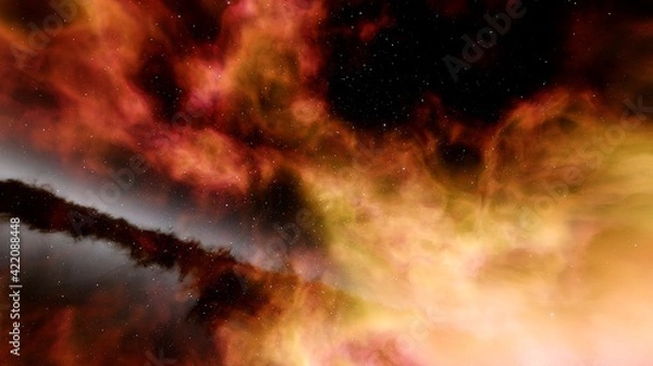 Obraz red-violet nebula in outer space, horsehead nebula, unusual colorful nebula in a distant galaxy, red nebula 3d render	