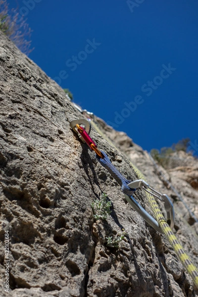 Obraz climbing equipment put on the wall
