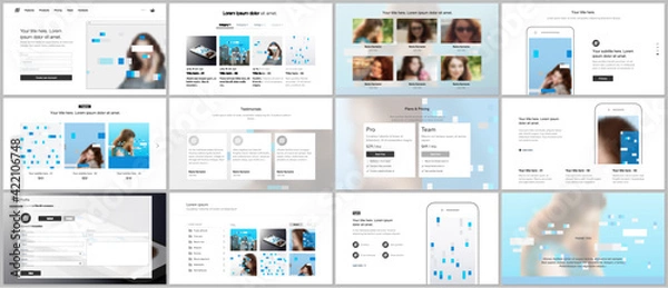 Fototapeta Presentation design vector templates, multipurpose template for presentation slide, flyer, brochure cover design, infographic report. Abstract geometric pattern. Corporate identity business concept.