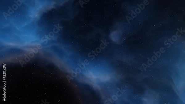 Fototapeta science fiction illustrarion, colorful space background with stars, nebula gas cloud in deep outer space 3d render