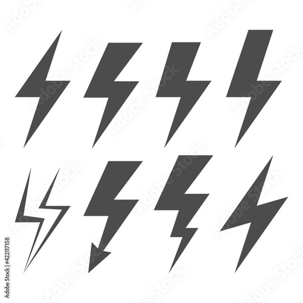Fototapeta Lightning Electric Icon. Set of energy and thunder electric icon. Vector illustration.