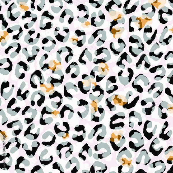 Obraz Abstract animal skin leopard seamless pattern design. Jaguar, leopard, cheetah, panther fur. Seamless camouflage background for fabric, textile, design, cover, wrapping.
