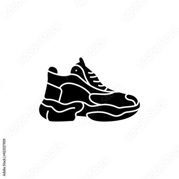 Obraz Sneakers black glyph icon. Pictogram for web page, mobile app, promo.