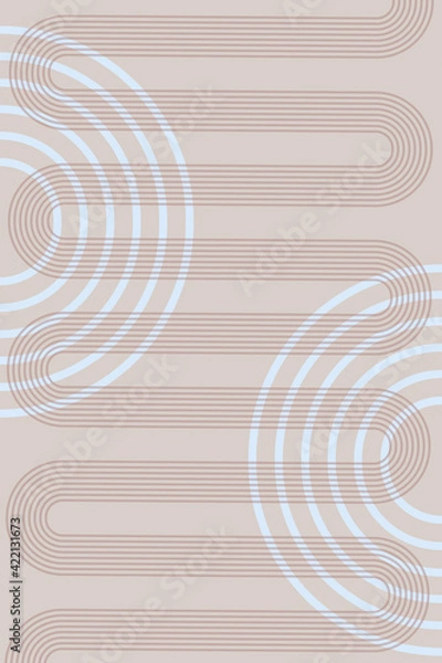 Fototapeta Abstract background with geometric shapes and lines. Rainbow print and sun circle, boho style. Modern minimalist print in pastel colors. Concept of balance, harmony and equilibrium. Vector