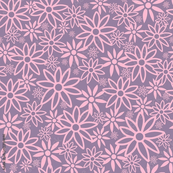 Obraz Vector Purple Pink Daisy Flower Seamless Pattern Background.