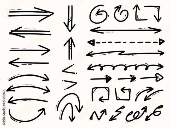 Obraz Hand drawing arrow collection set