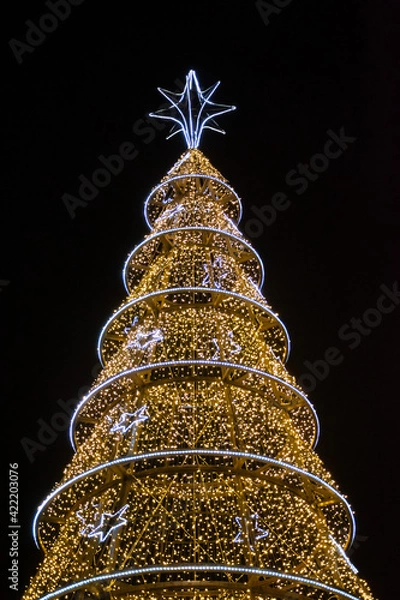 Obraz golden christmas tree on black