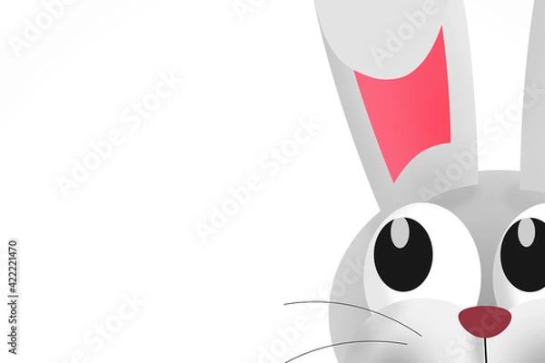 Obraz Cute Easter bunny on white background. Isolated. Copy space. Illustration 