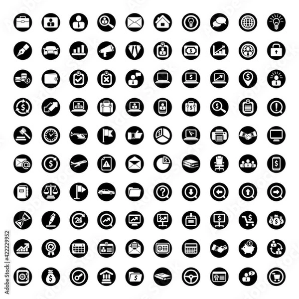 Fototapeta black 100 icons universal web symbol set vector