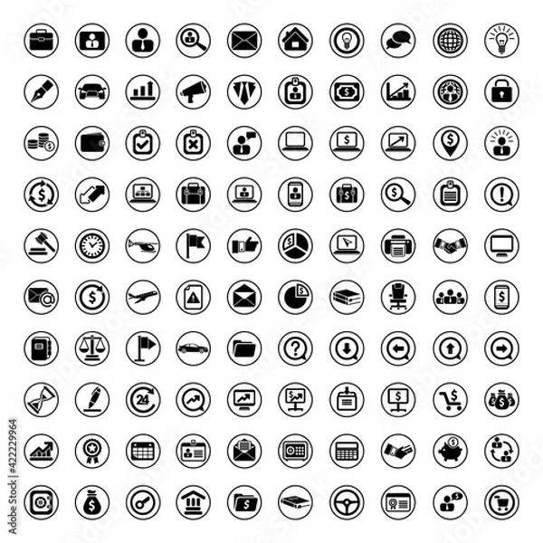 Fototapeta black 100 icons universal web symbol set vector