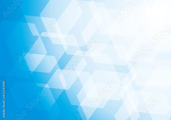 Fototapeta 重なる六角形と鮮やかな青の抽象イメージ背景素材