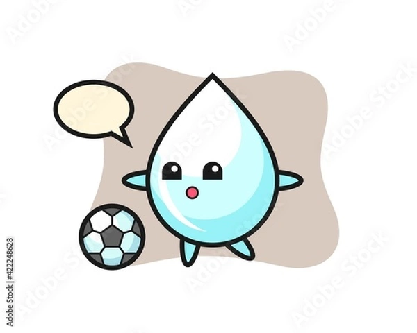 Fototapeta Illustration of milk drop cartoon is playing soccer