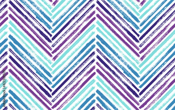 Fototapeta Brush stroke chevron zig zag seamless pattern.