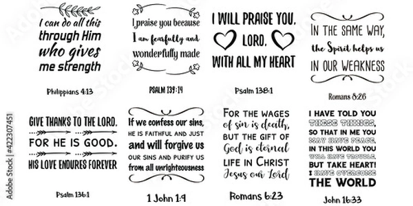 Fototapeta Set of Bible verses. Christian Quotes and Scripture sayings 
