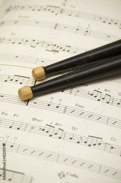 Fototapeta 楽譜とスティック