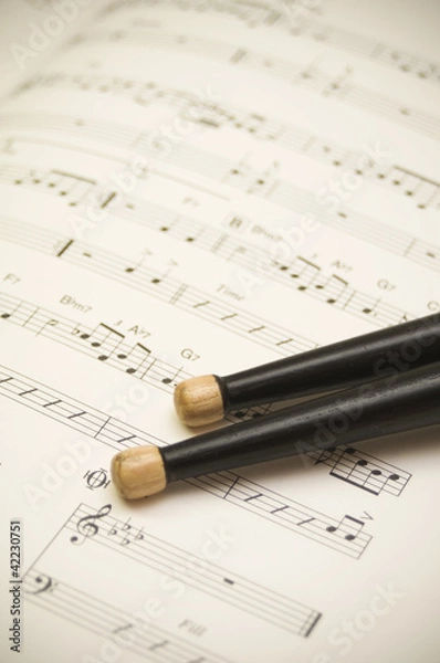 Fototapeta 楽譜とスティック