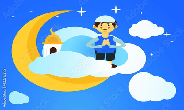 Fototapeta Ramadan Islamic cute character backgrounds