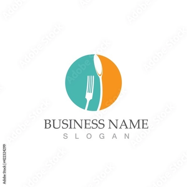 Fototapeta spoon and fork logo and symbol vector image