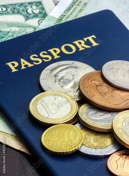 Obraz passport with world currency
