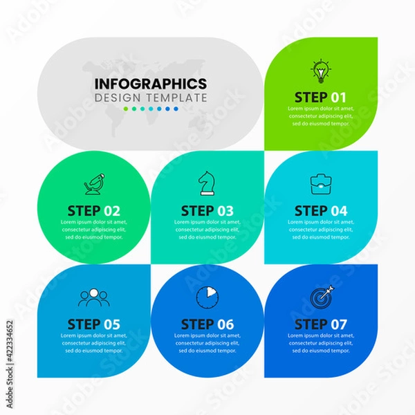 Fototapeta Infographic design template. Creative concept with 7 steps