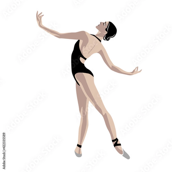 Fototapeta The ballerina stands in a beautiful pose. Without background