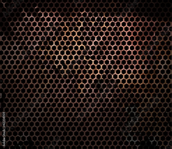 Fototapeta Rusty hexagonal metal grille