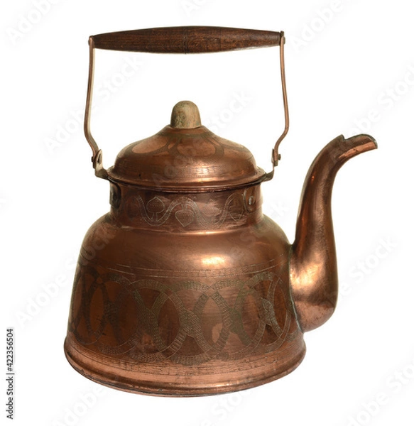 Obraz Old copper kettle isolated