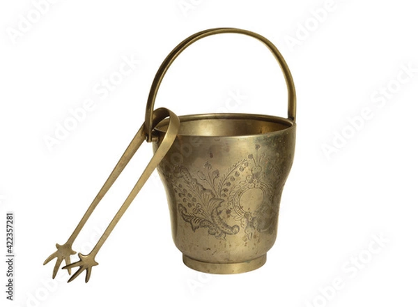 Obraz Antique bucket of ice.  Isolated on a white background