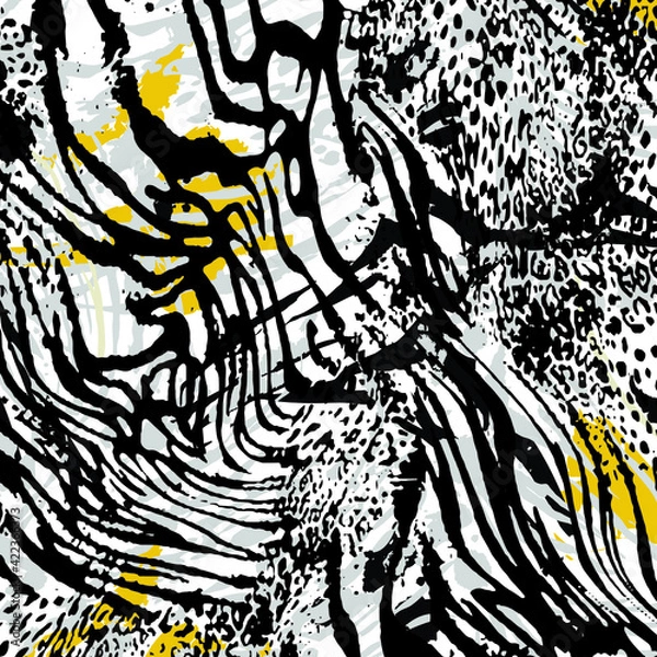 Obraz Abstract animal skin leopard seamless pattern design. Jaguar, leopard, cheetah, panther fur. Seamless camouflage background