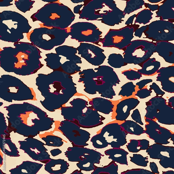 Obraz Abstract animal skin leopard seamless pattern design. Jaguar, leopard, cheetah, panther fur. Seamless camouflage background