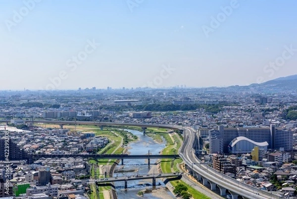 Obraz 展望台から望む川西市、池田市、宝塚市の市街地