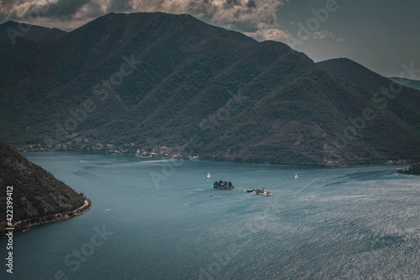 Fototapeta High point view on a Boka bay in Montenegro