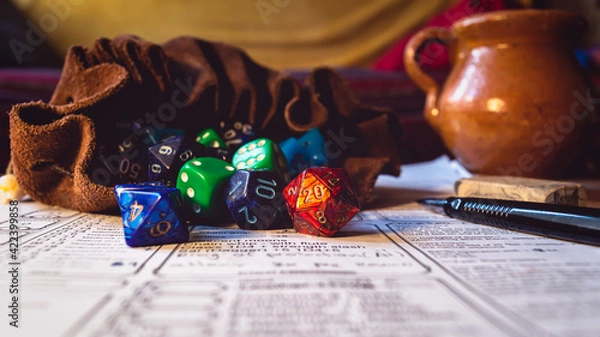 Obraz Dice bag filled with multicolor dice